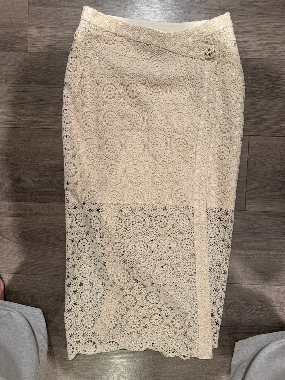 Parker Cream Crochet Wrap Midi Skirt